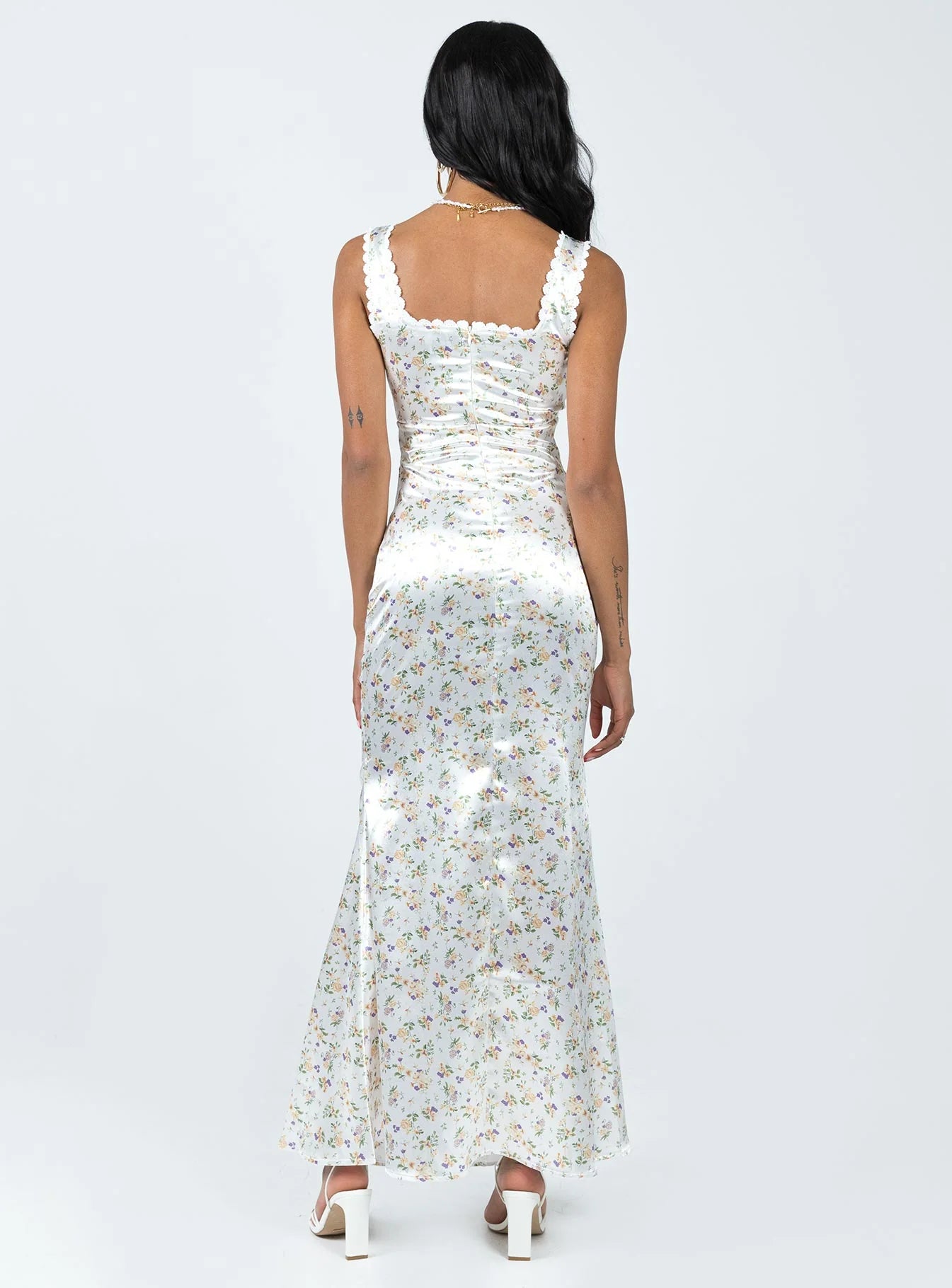 Berlin Satin Midi Dress White